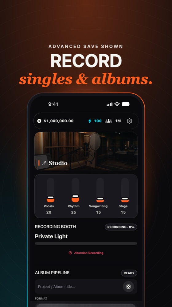 Record singles and albums. Advanced save shown.